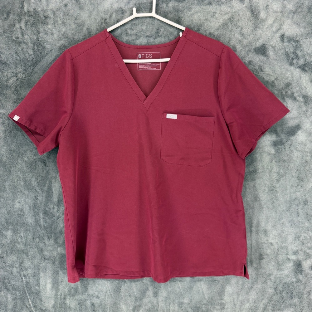 FIGS Catarina Scrub‎ Top Womens XXL Burgundy V-Neck Technical Collection FW1000